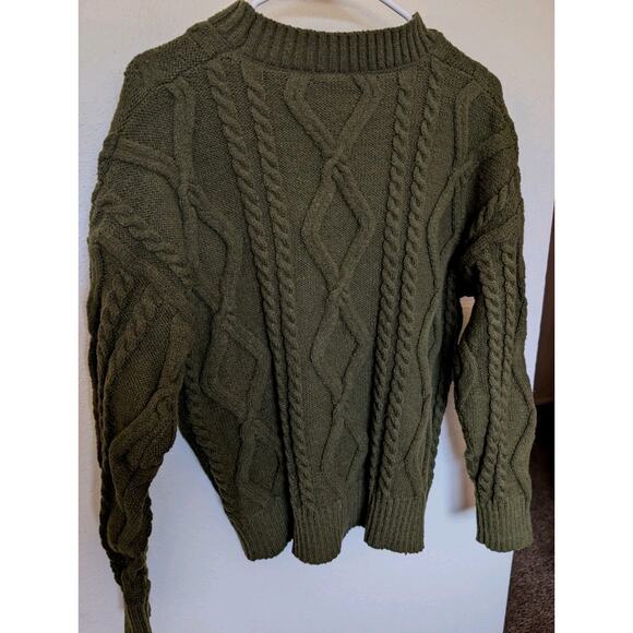 Cable Knit Olive Green Sweater. Fisherman core, Heritage, Cabincore. Zaful (XL) - Picture 4 of 9